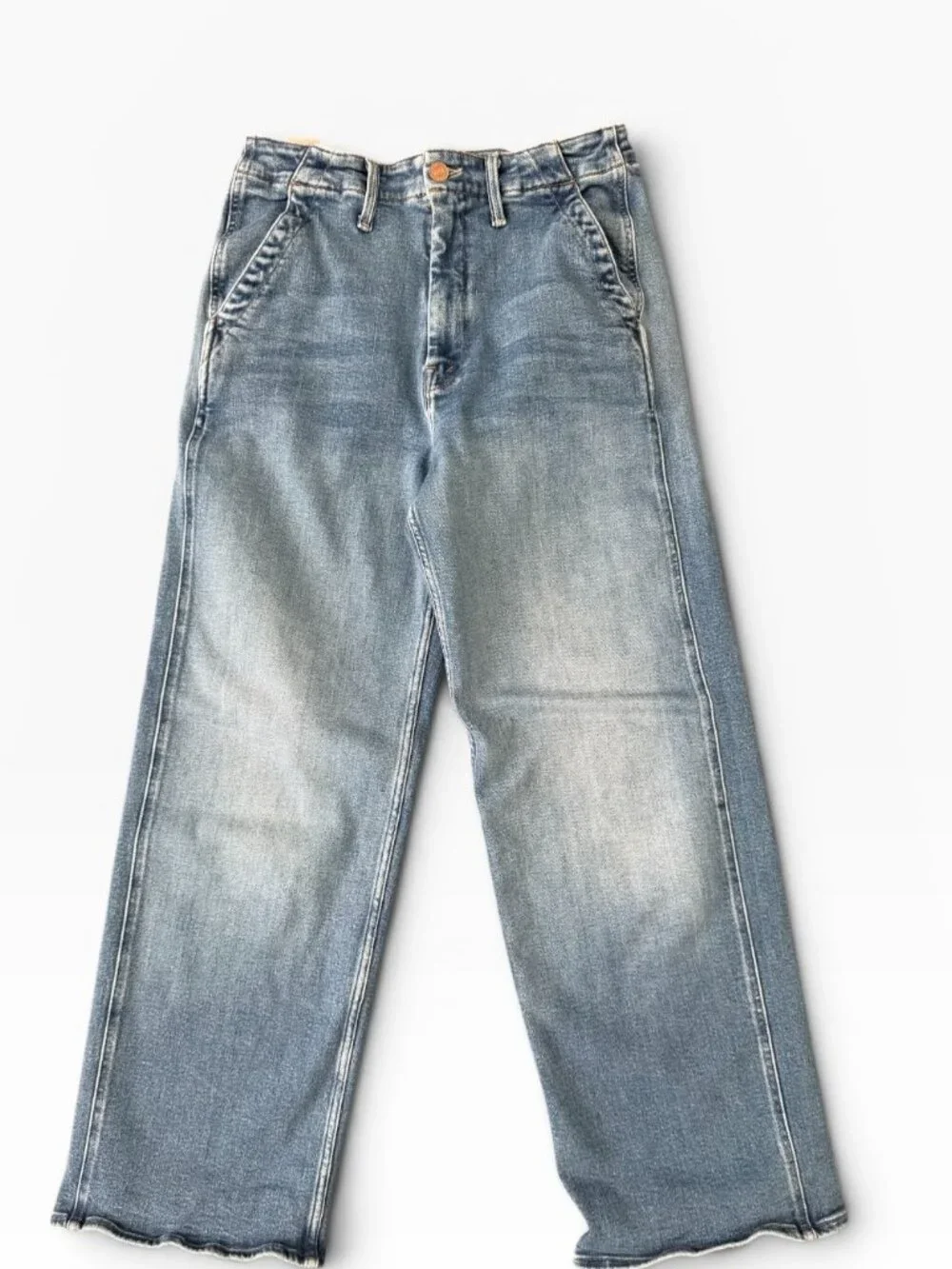 MOTHER The Major Zip Skimp Jeans- High rise/medium wash/wide leg- 28
